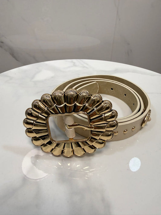 Cinturón Hebilla Margarita Beige