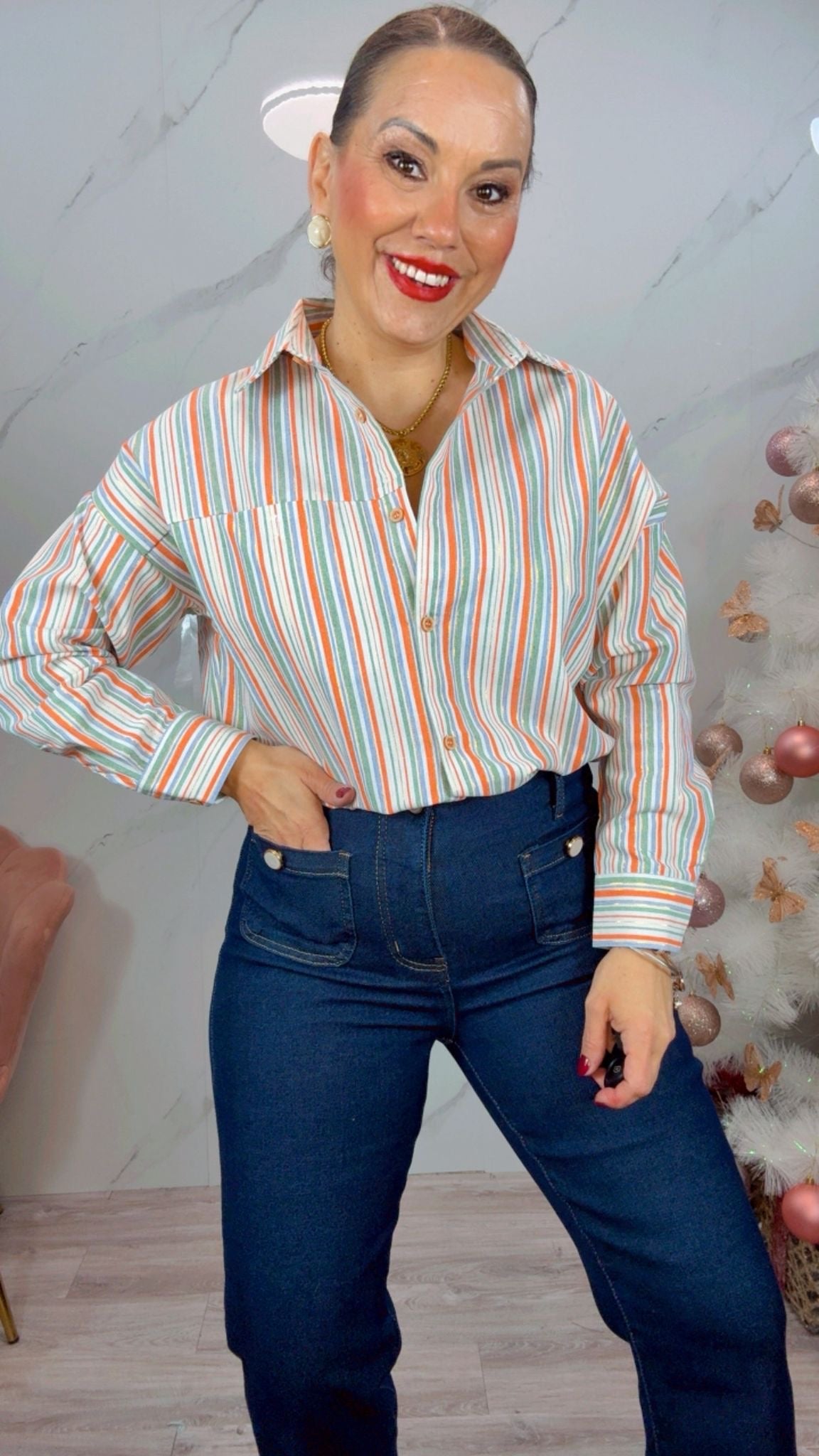 Camisa Rayas Naranja