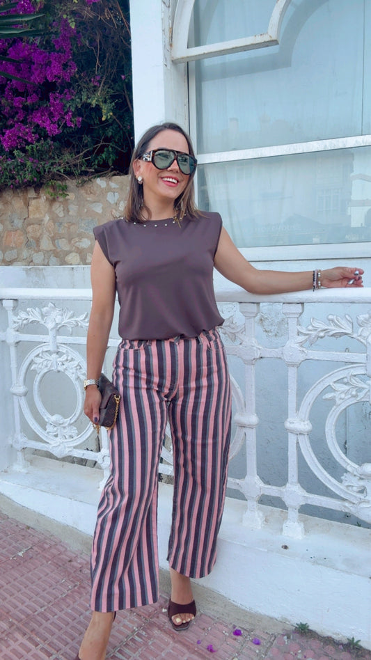 Pantalón Ballon rayas Rosa
