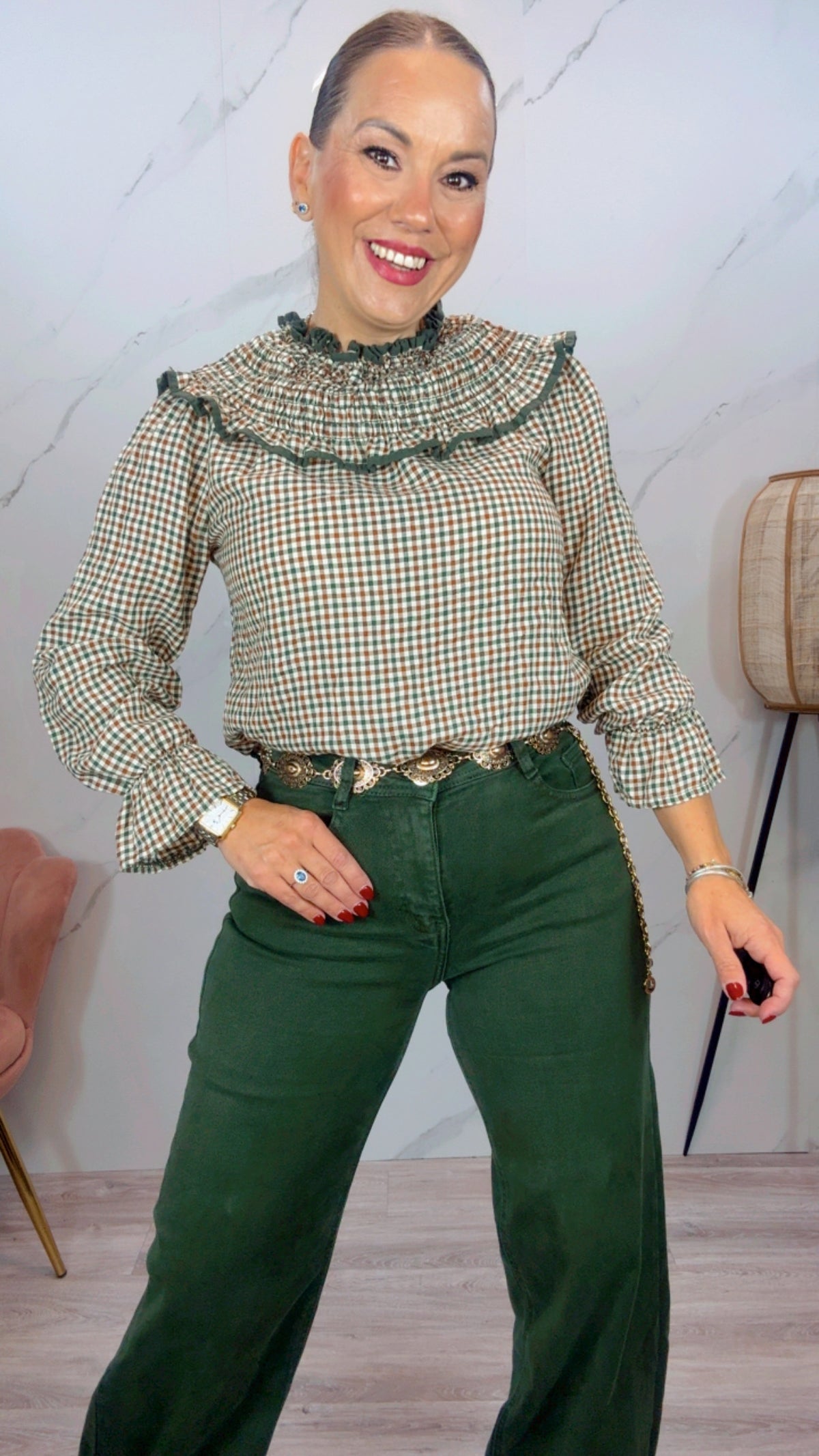 Camisa cuadro Vichy verde
