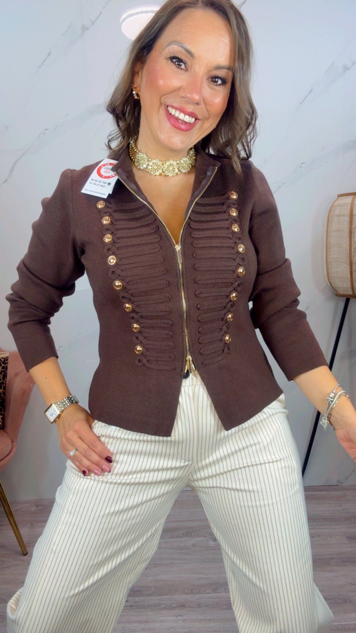 Chaqueta Militar Marrón Chocolate