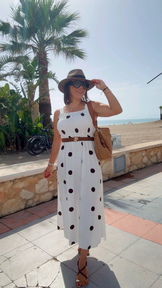 Vestido Maxi Lunar blanco