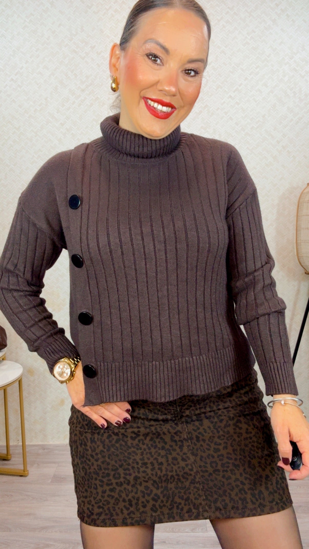 Jersey Marrón chocolate botones