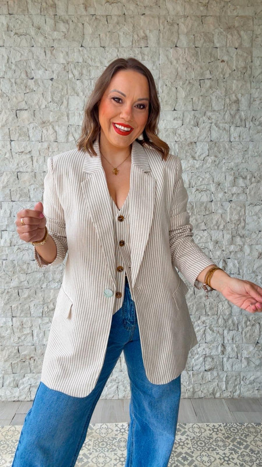 Blazer Lino Rayas
