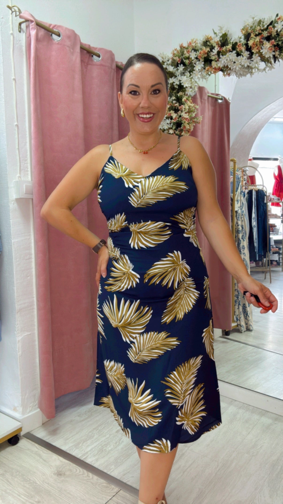 Vestido Palma azul Marino