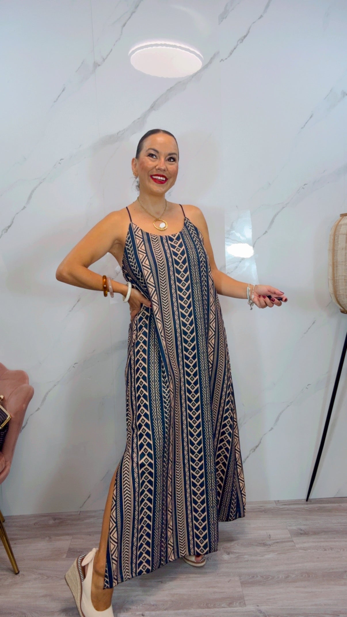 Vestido Étnico Azul Marino