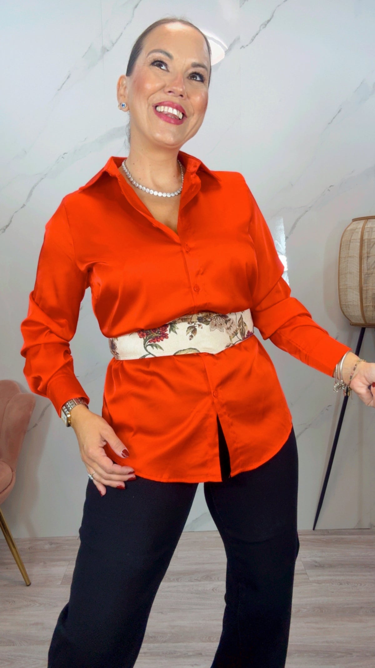 Camisa Satinada Roja