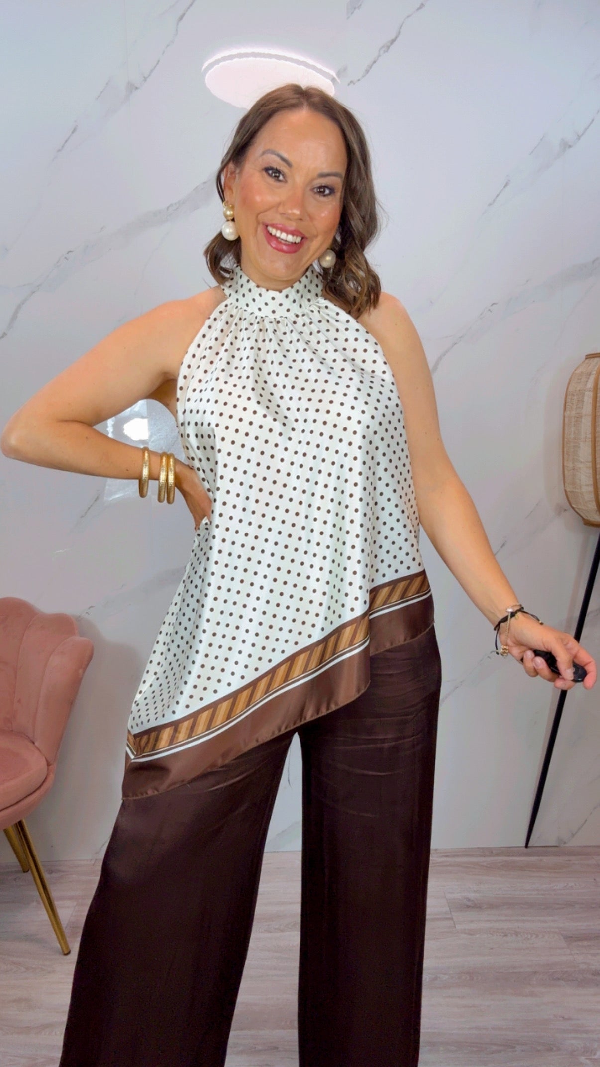 Top Satinado Lunares