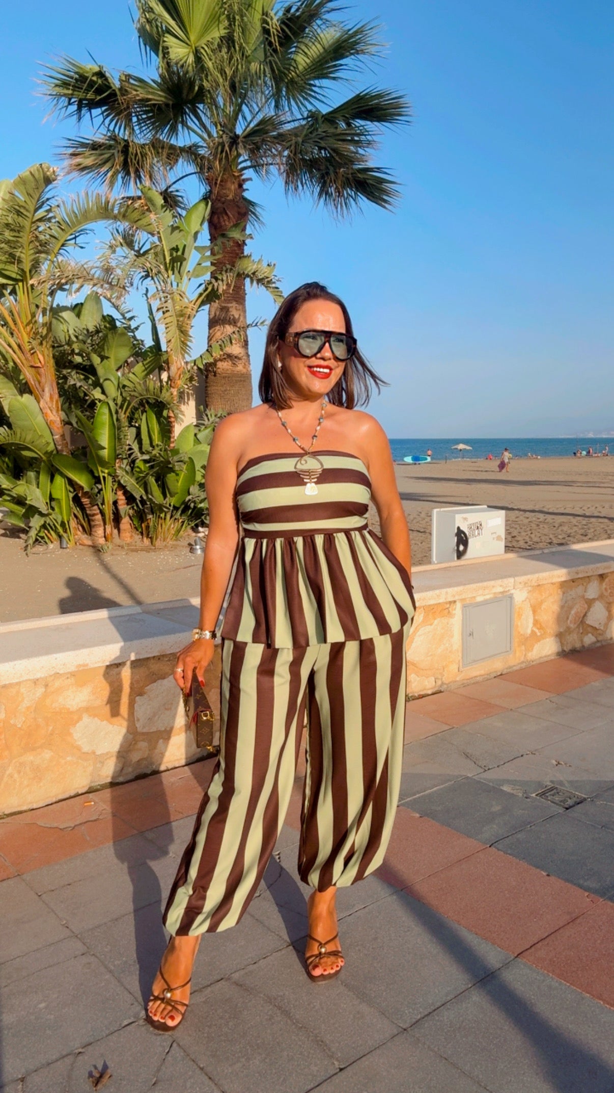 Conjunto Acapulco rayas verdes