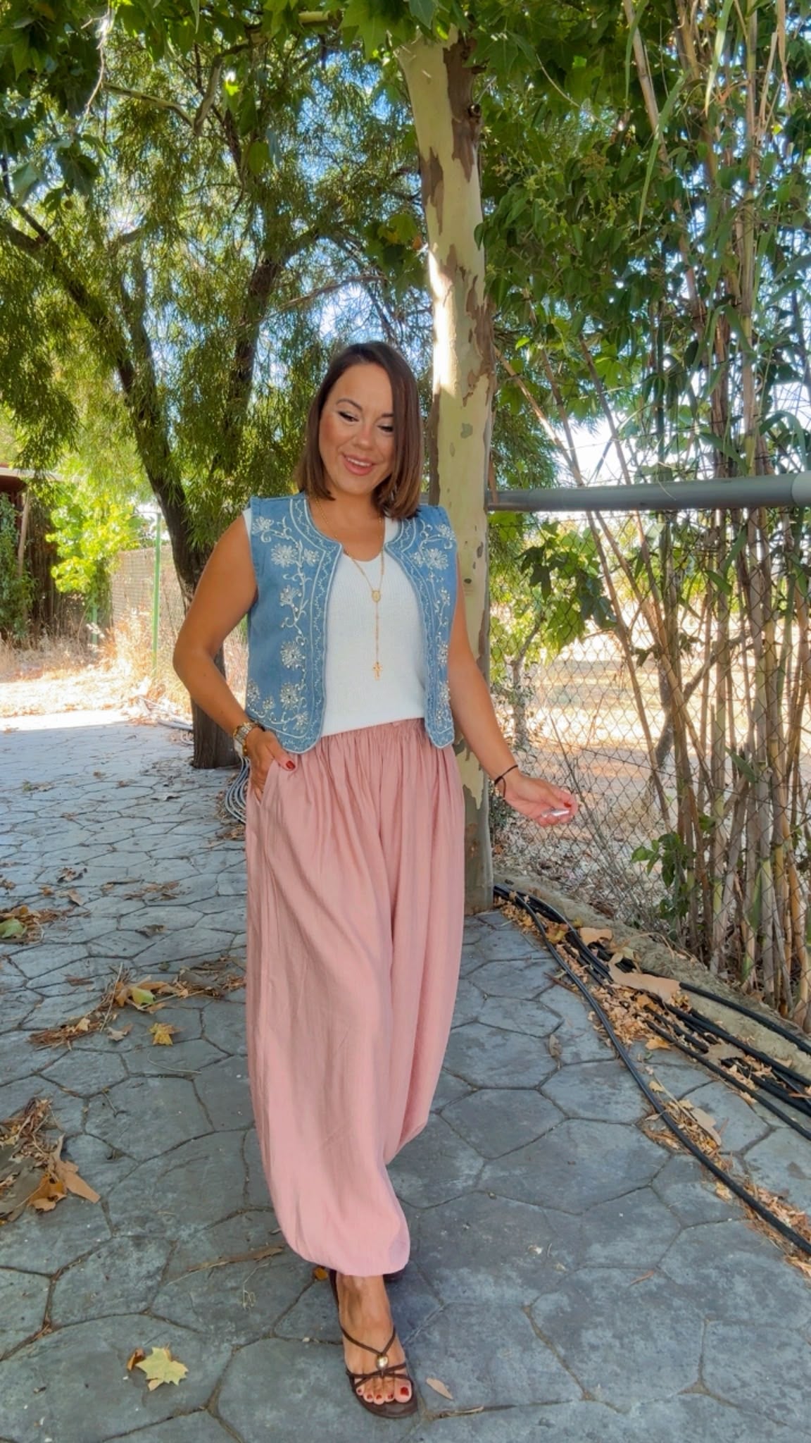 Pantalón Bombacho Rosa Empolvado