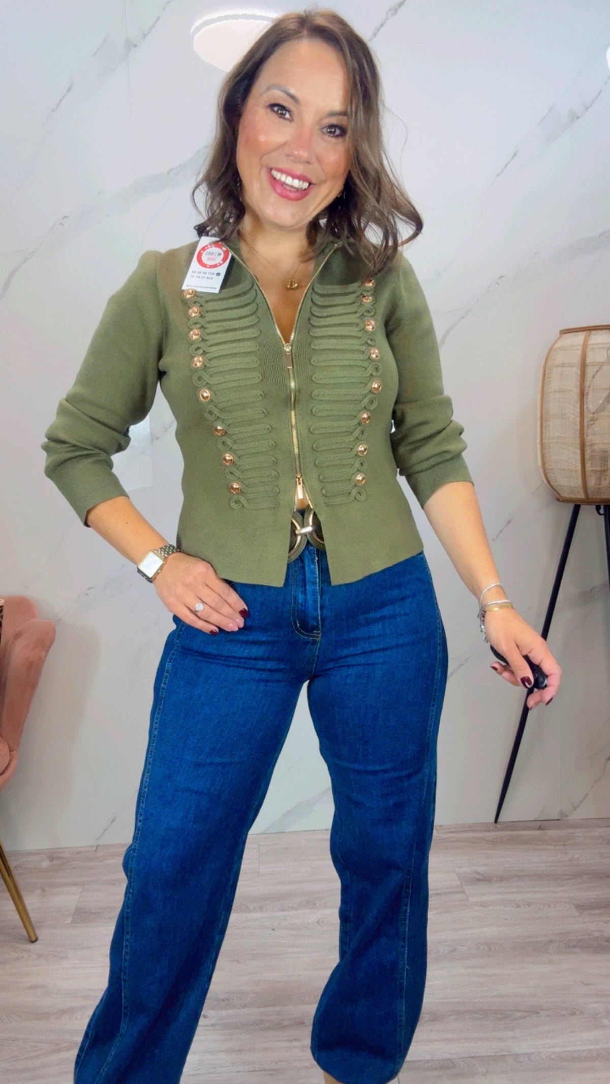 Chaqueta Punto Militar Verde Caza