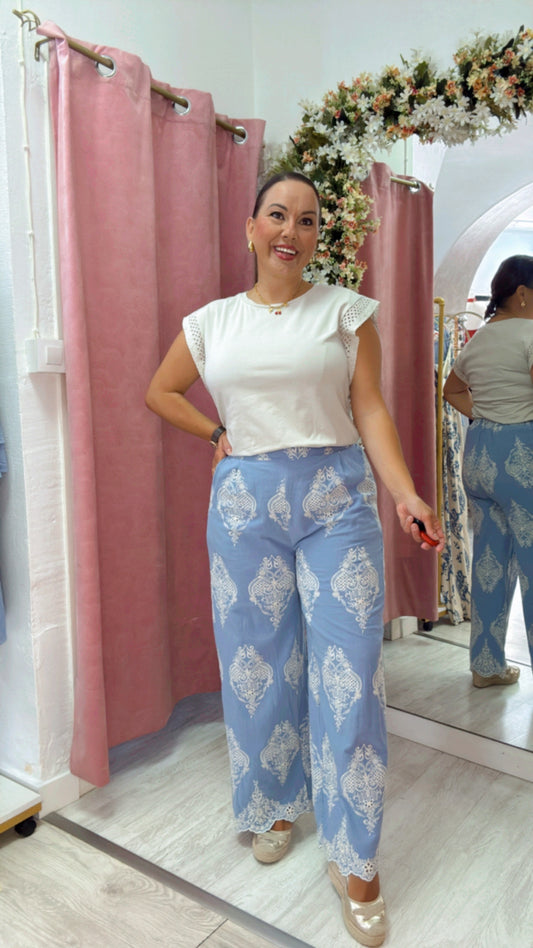 Pantalón denim Bordado