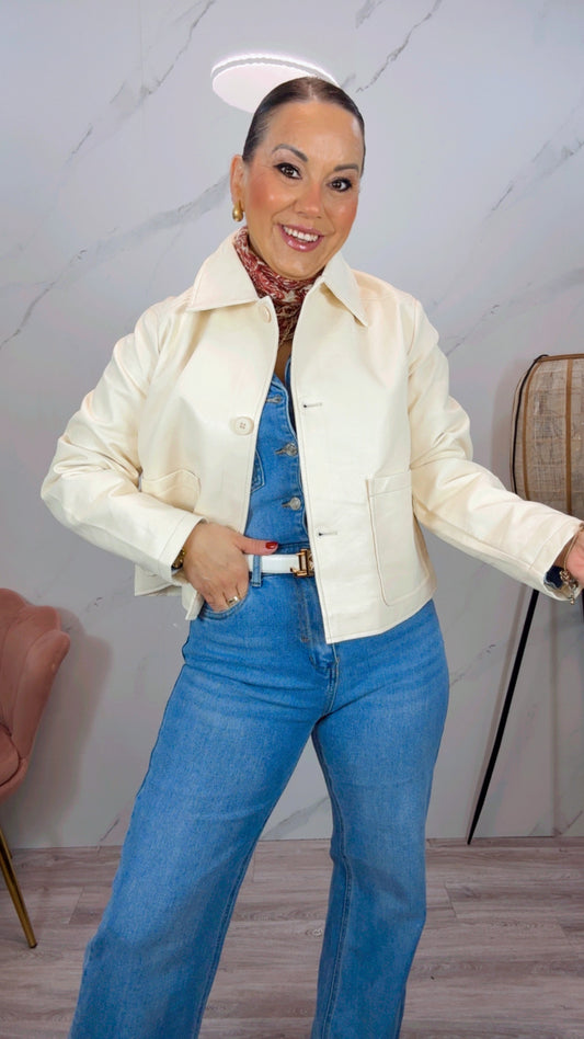 Chaqueta polipiel Blanco roto