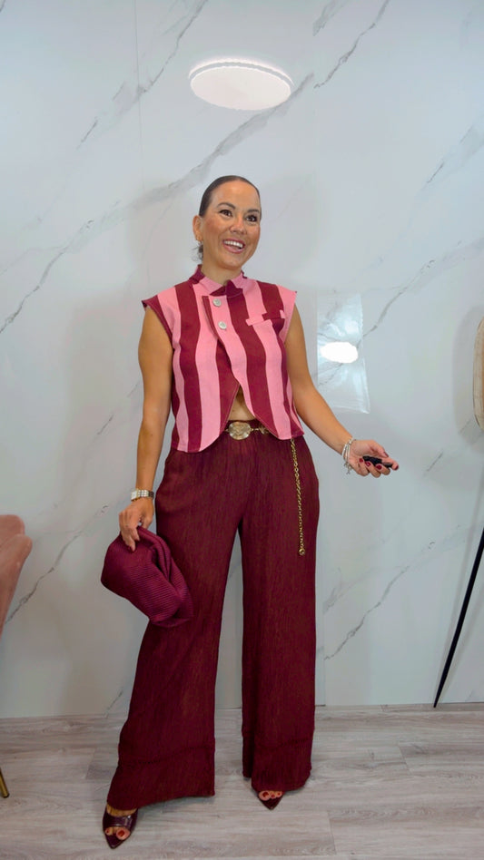 Pantalón Cenefa Burdeos