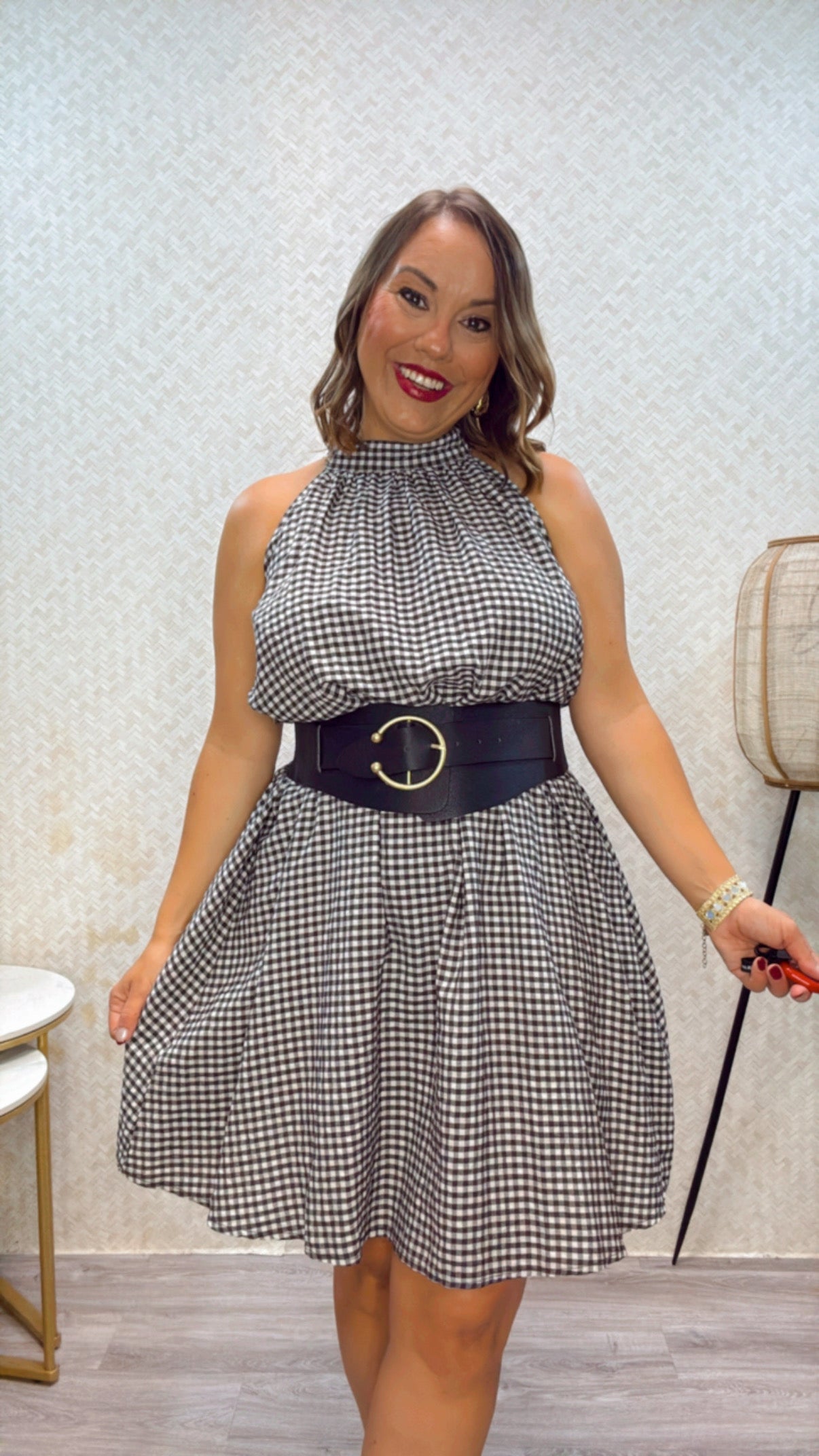 Vestido cuadro Vichy negro