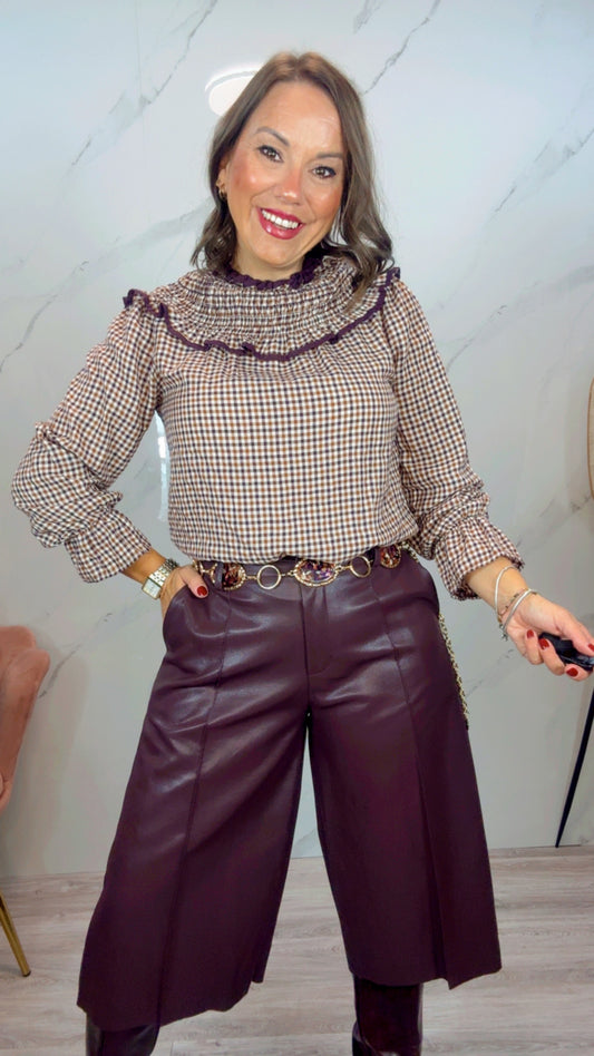 Blusa Vichy cuello redondo