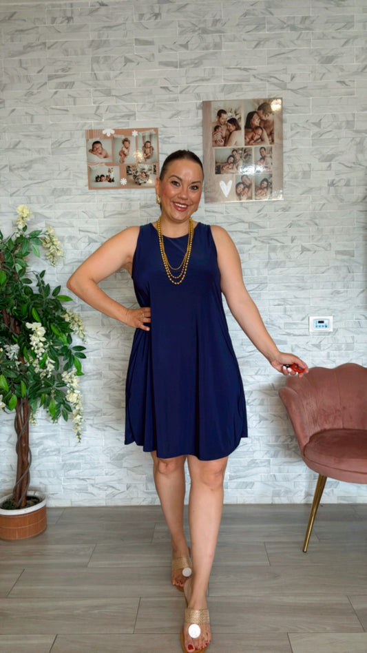 Vestido Olas Azul Marino