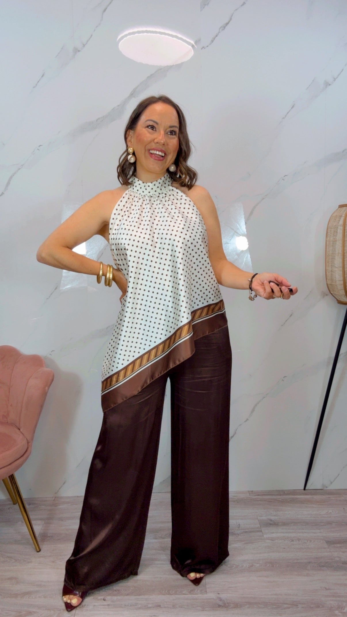 Top Satinado Lunares
