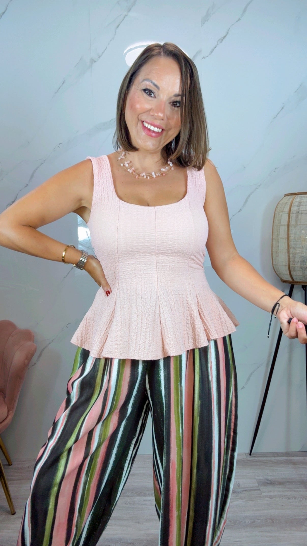 Top peplum rosa