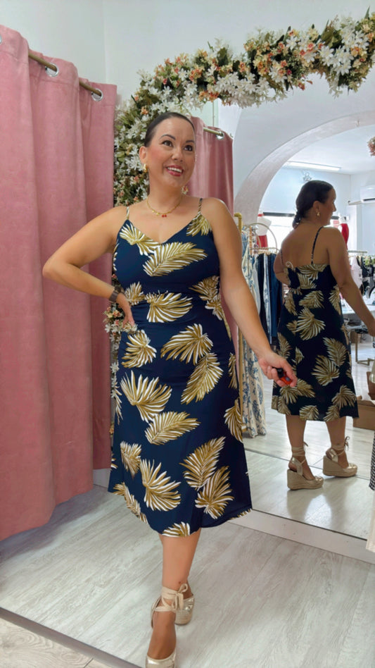 Vestido Palma azul Marino