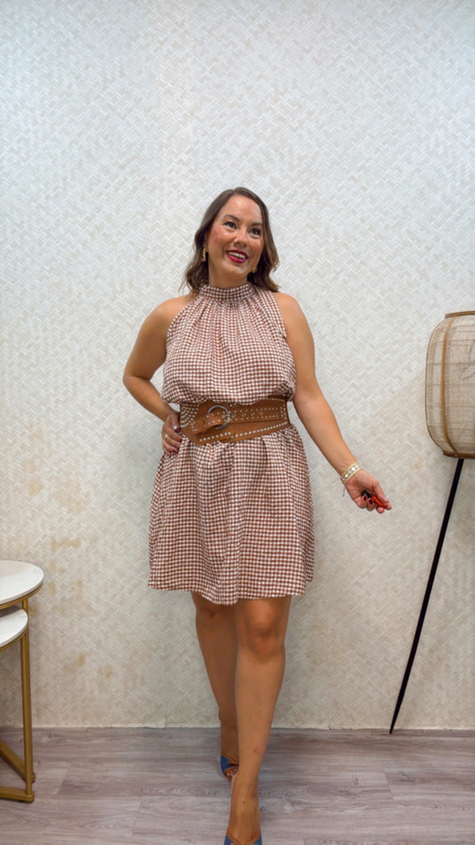 Vestido Vichy Marrón