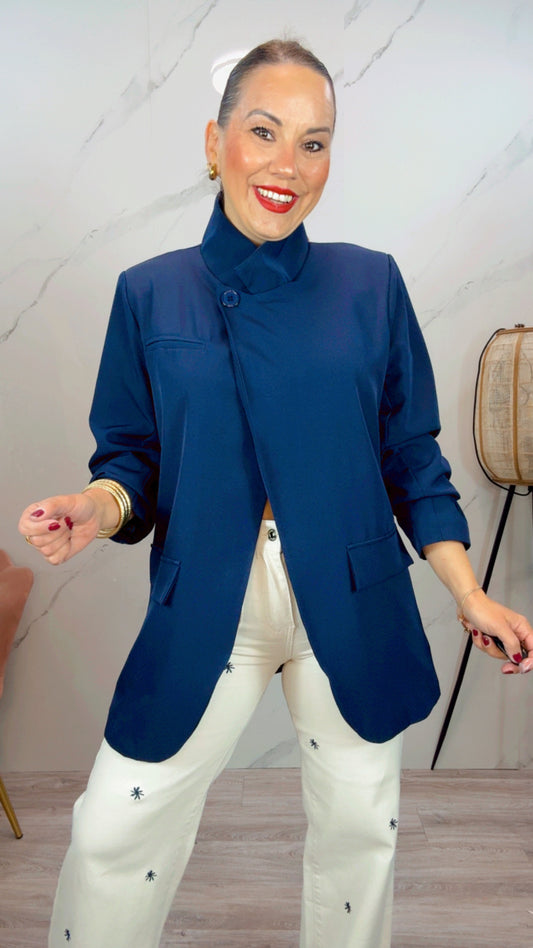 Chaqueta Cruzada Azul Marino