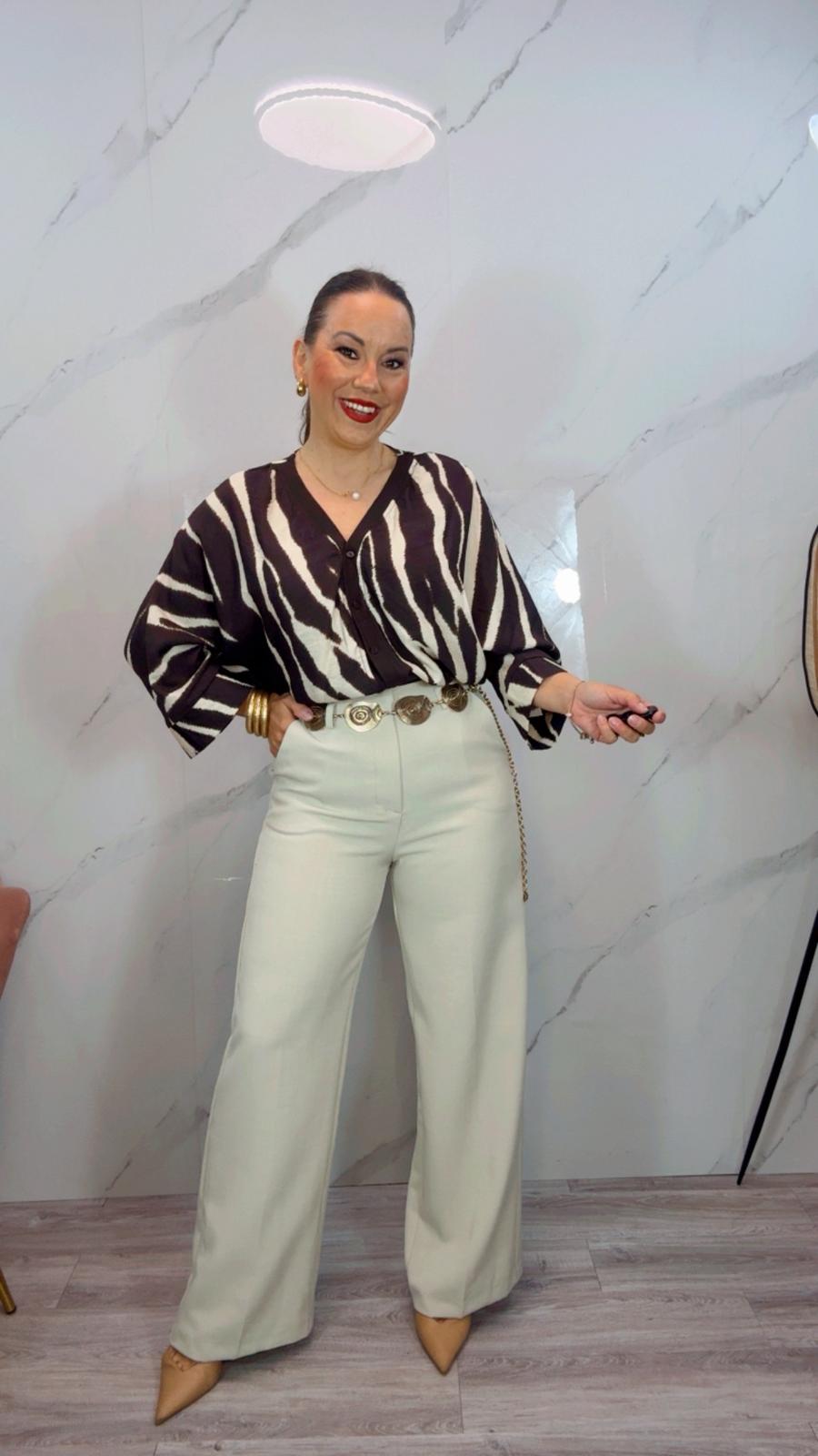 Pantalón Vestir Recto Beige