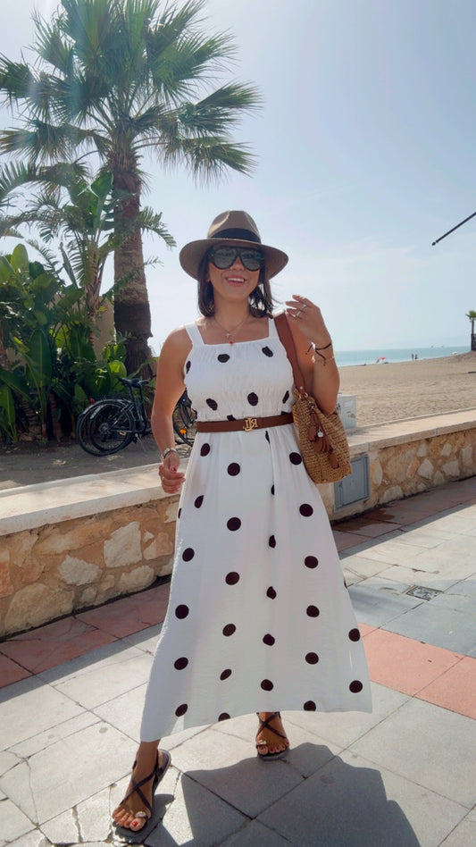Vestido Maxi Lunar blanco