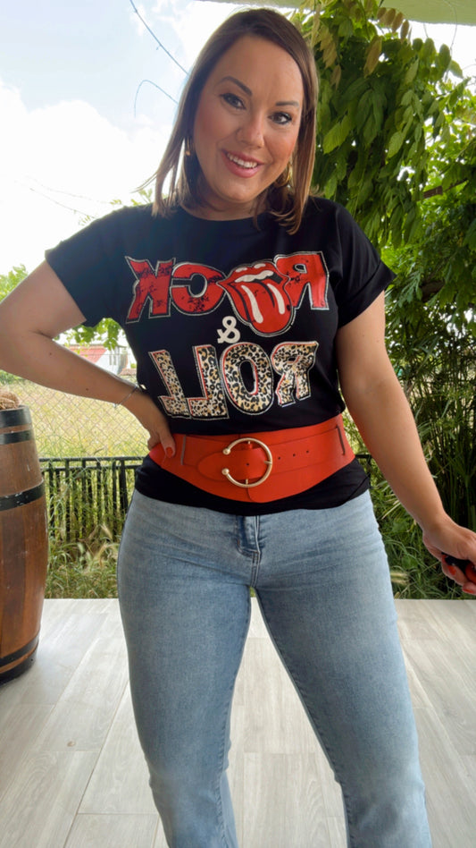 Camiseta Rock and Roll Negra
