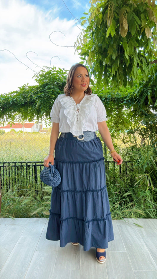 Falda Larga Azul Marino