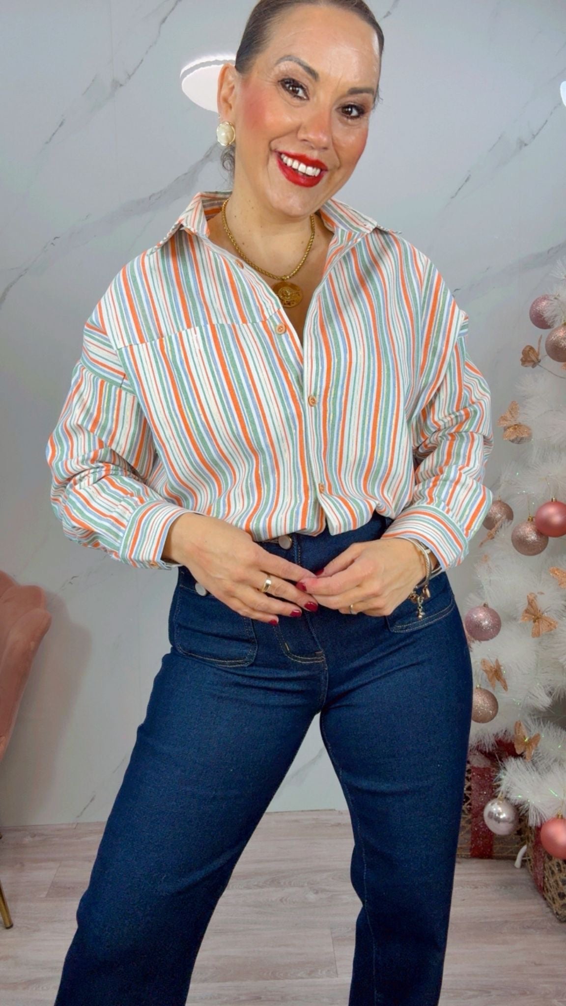 Camisa Rayas Naranja