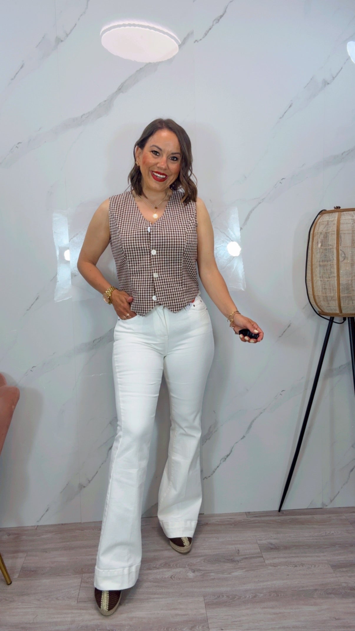 Chaleco Cuadros Vichy Marrón