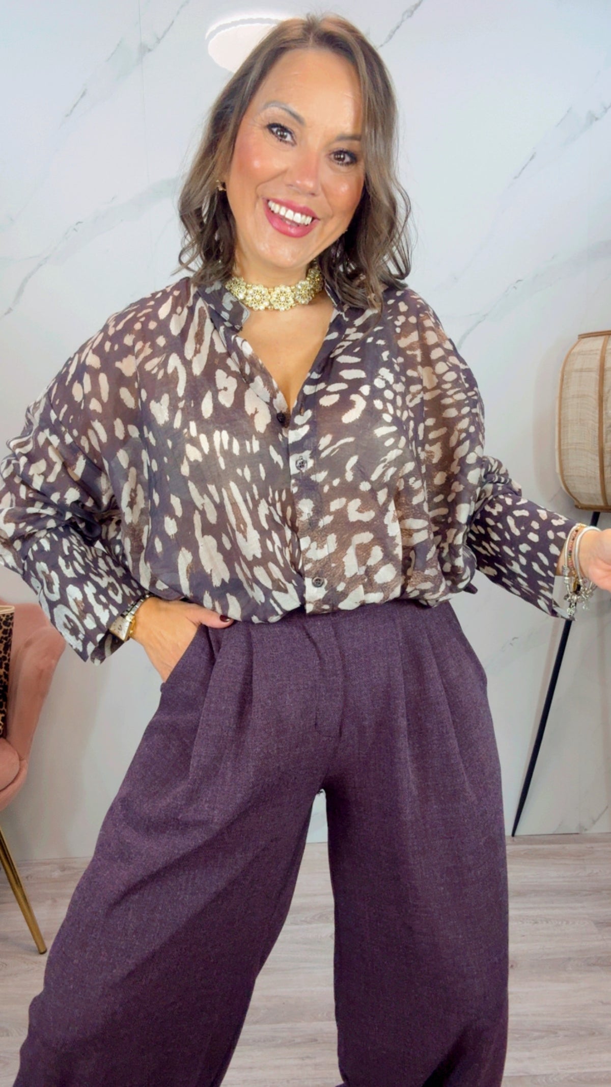 Camisa Print Berenjena