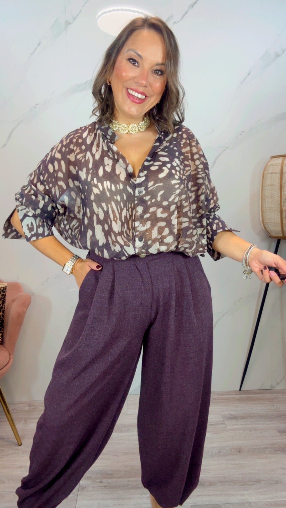 Camisa Print Berenjena