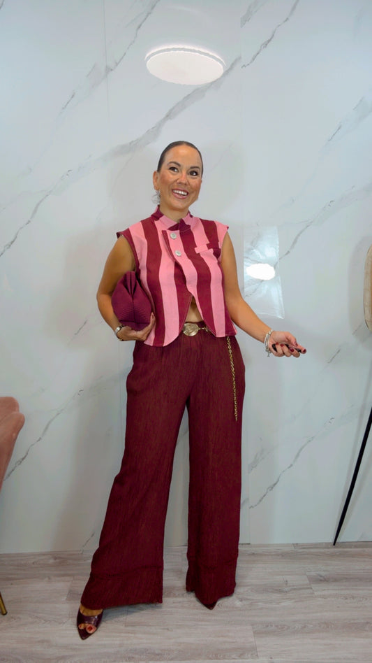 Pantalón Cenefa Burdeos