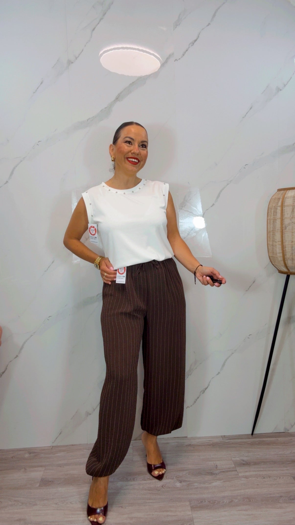 Pantalón Bombacho Raya diplomático marrón