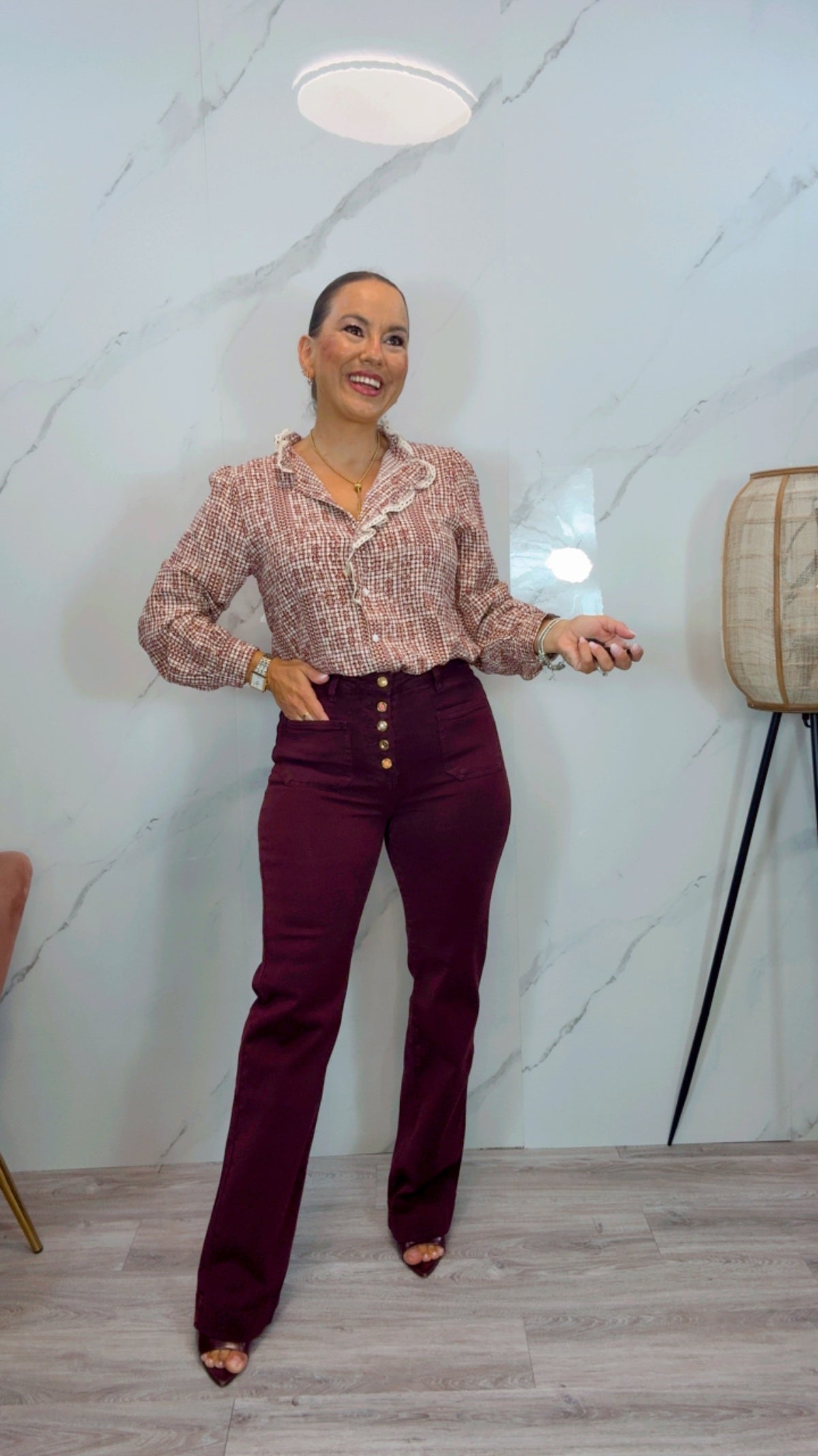 Pantalón recto Berenjena