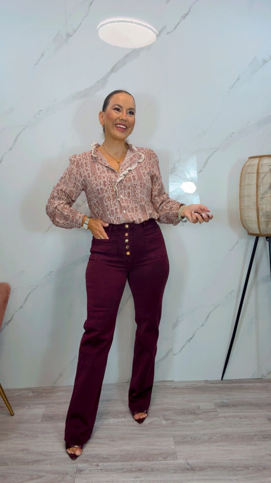 Pantalón recto Berenjena