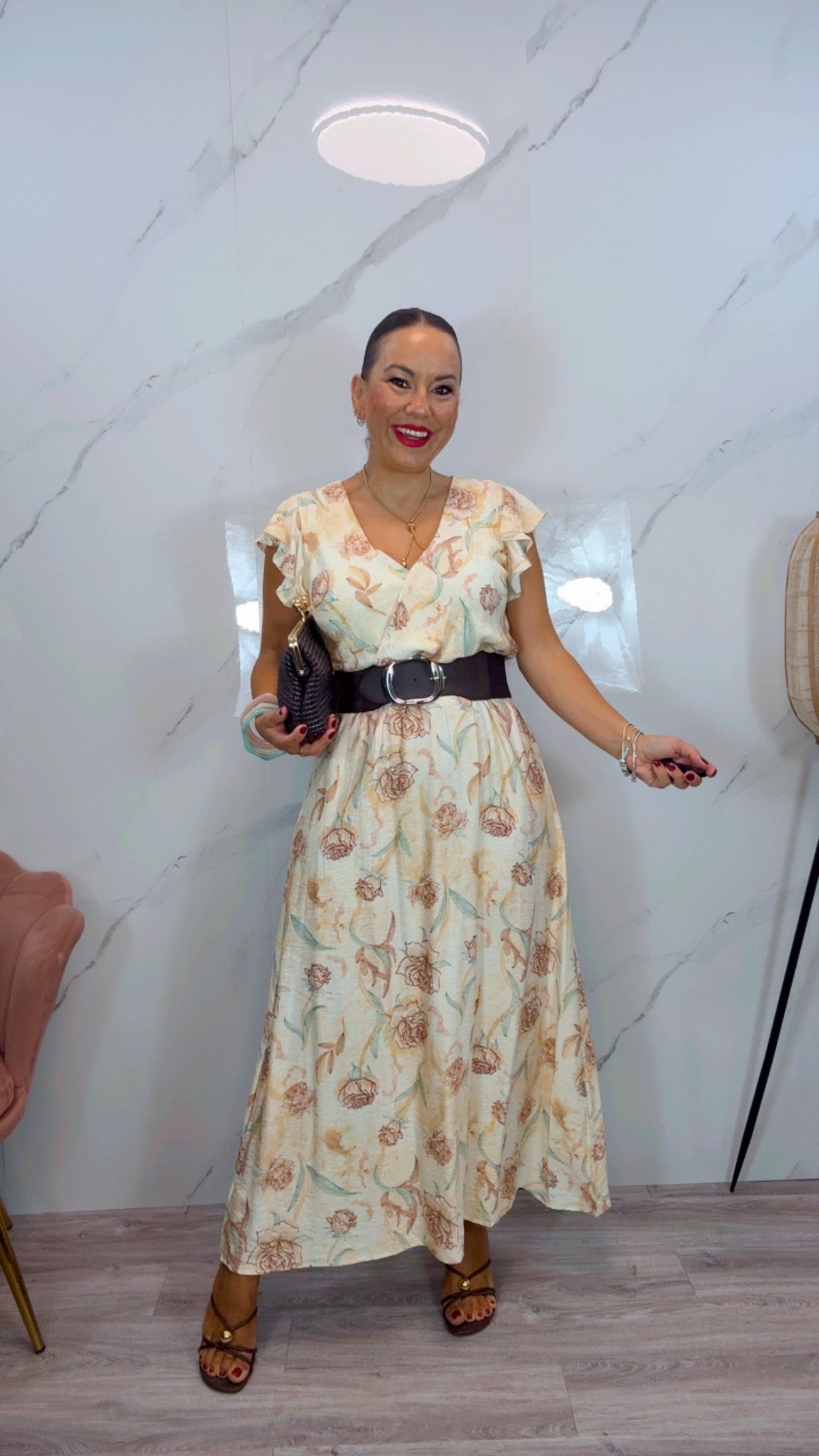 Vestido Rosas Manga corta