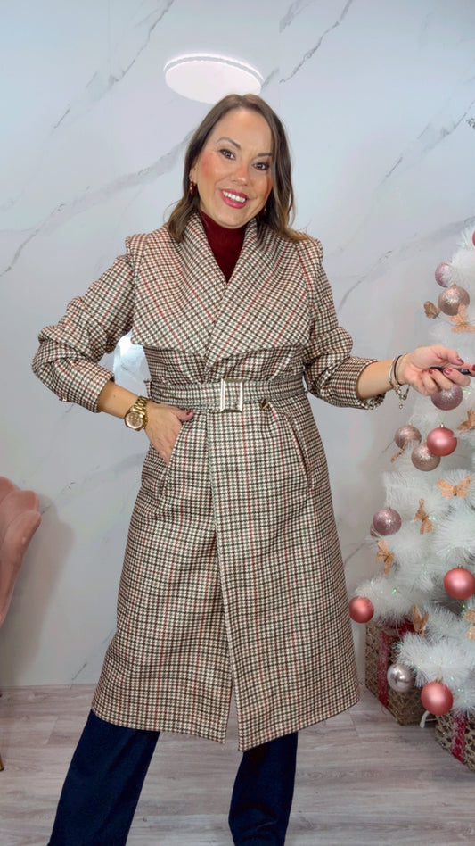 Abrigo Pata de Gallo Burdeos