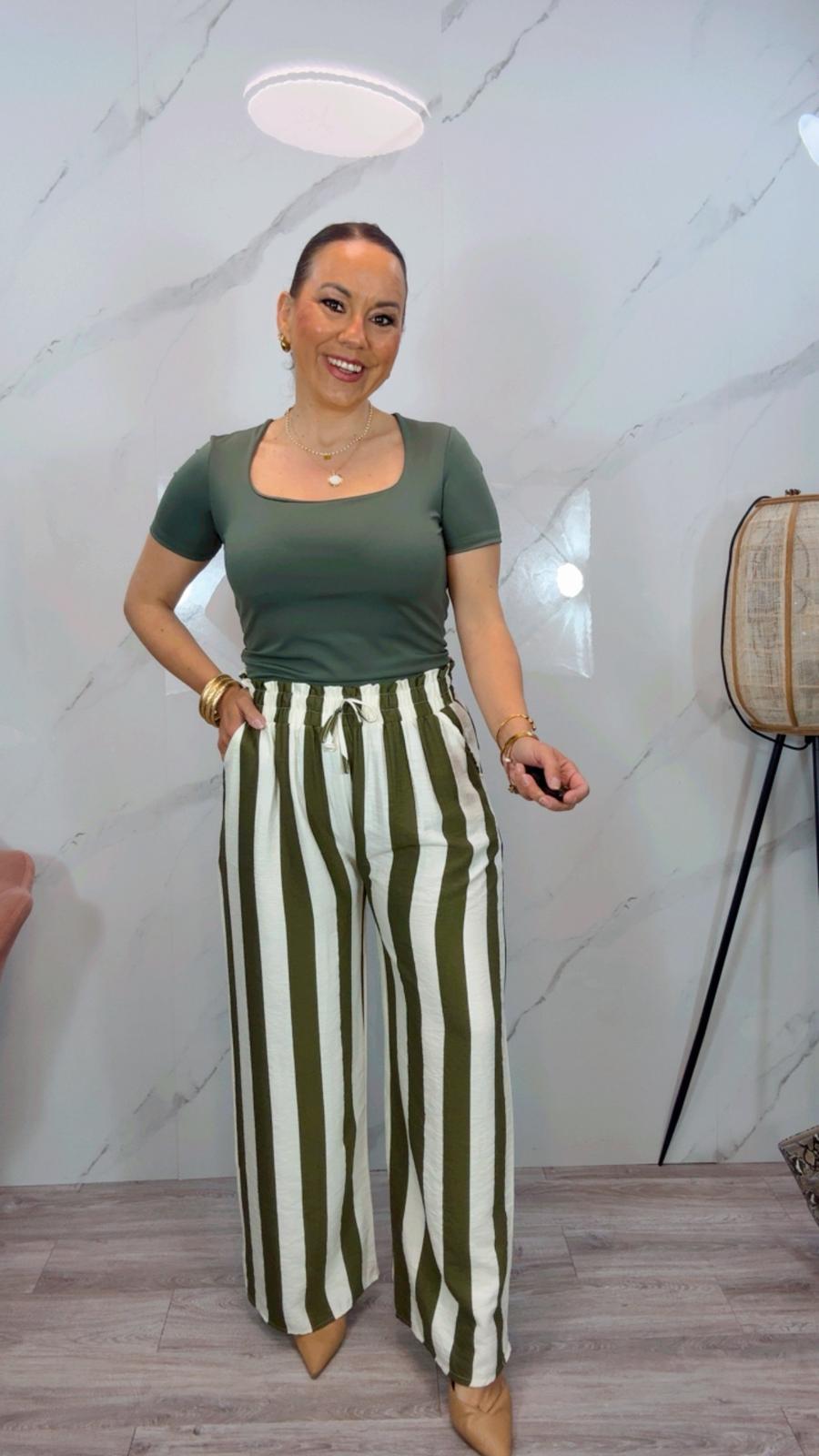 Pantalón Rayas Verde