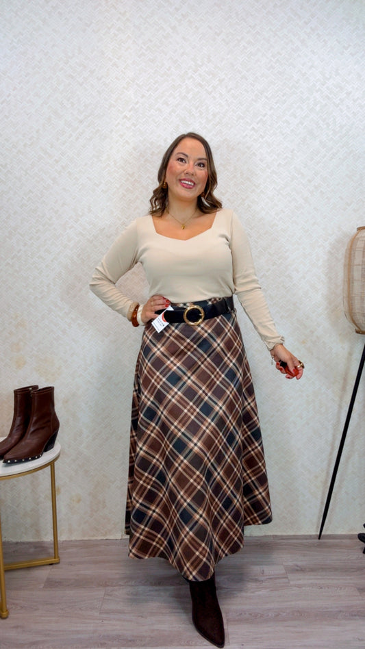 Falda Cuadros Marrón
