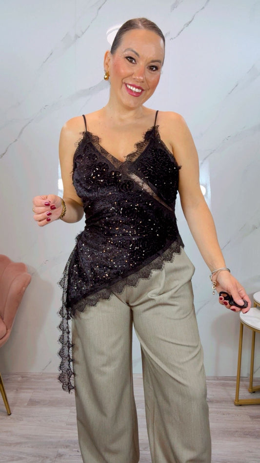 Top Lencero Terciopelo Marrón