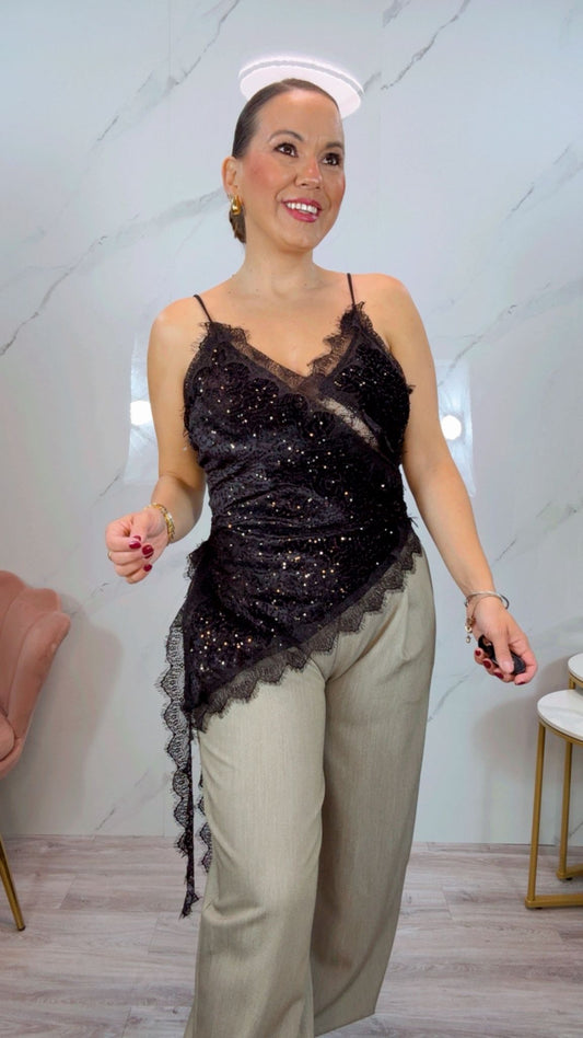 Top Lencero Terciopelo Marrón