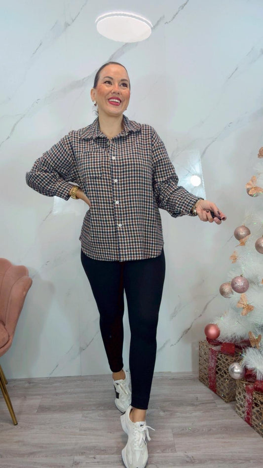 Camisa Franela Cuadros Azul y Burdeos