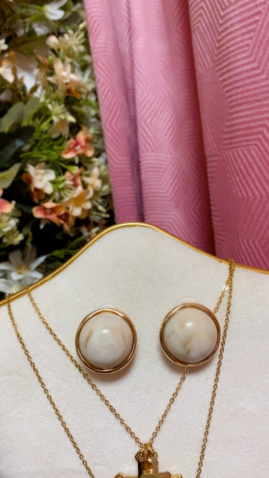 Pendiente Redondo Beige