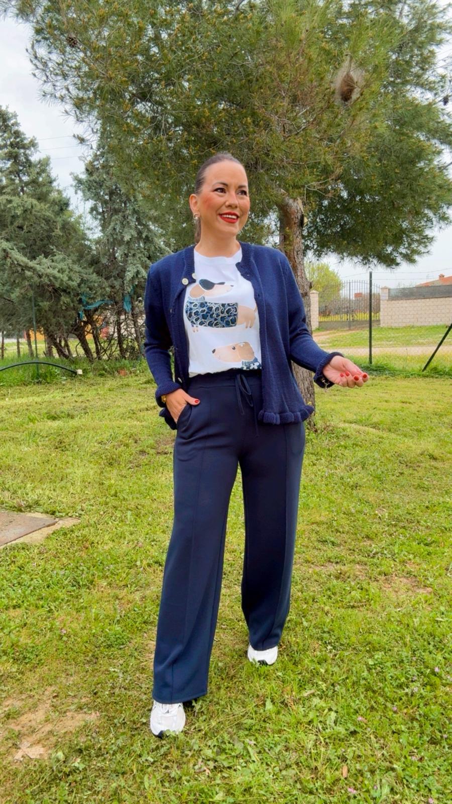 Pantalón Recto Azul Marino Sport