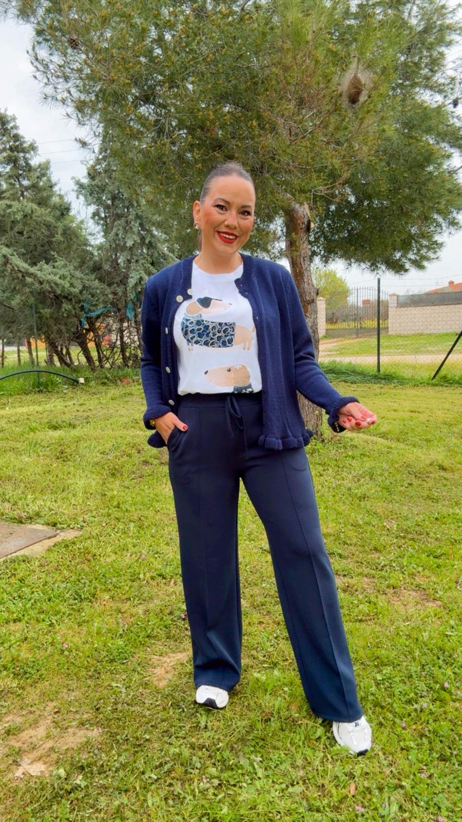 Pantalón Recto Azul Marino Sport