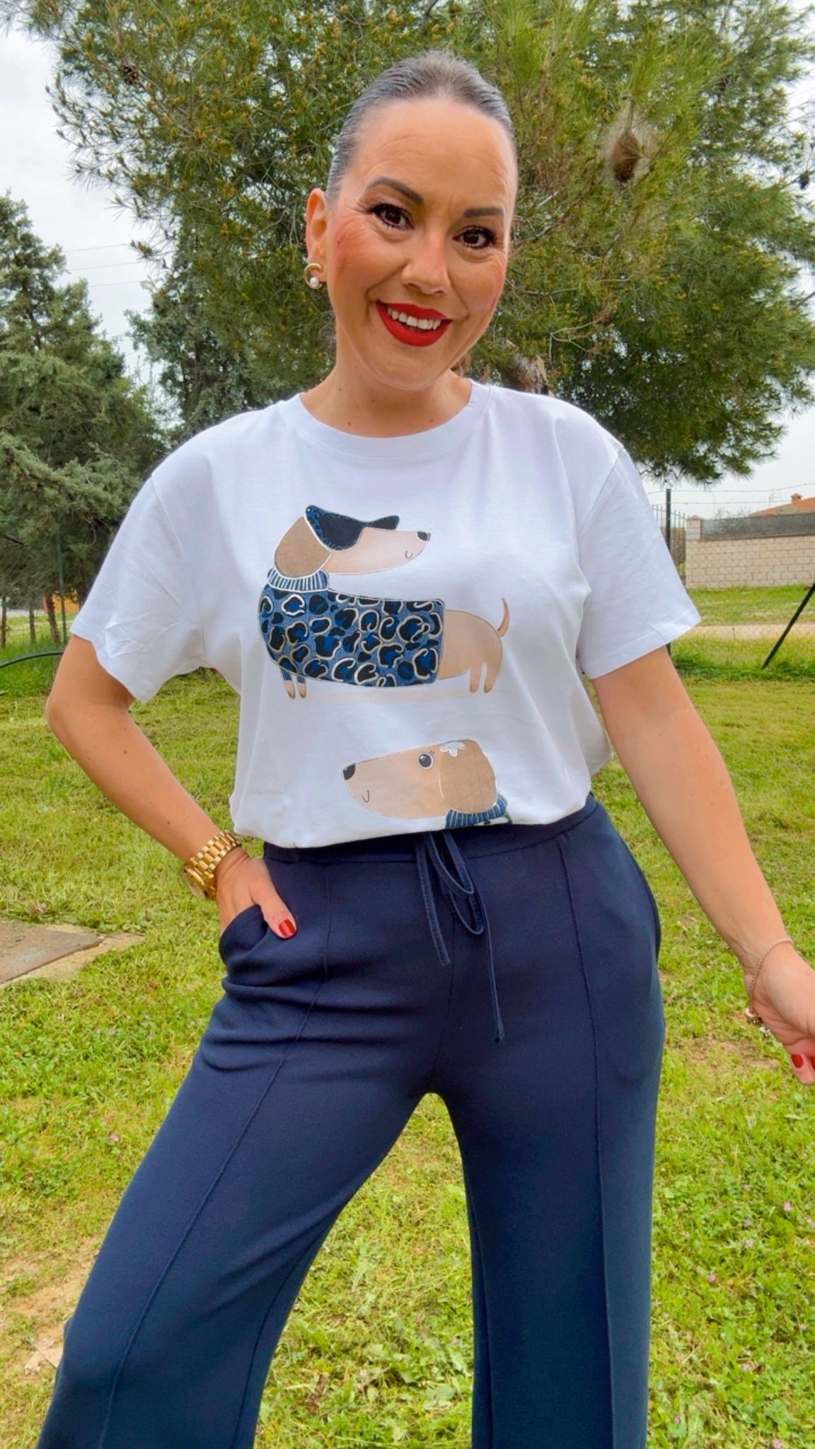 Camiseta Perro Azul Marino