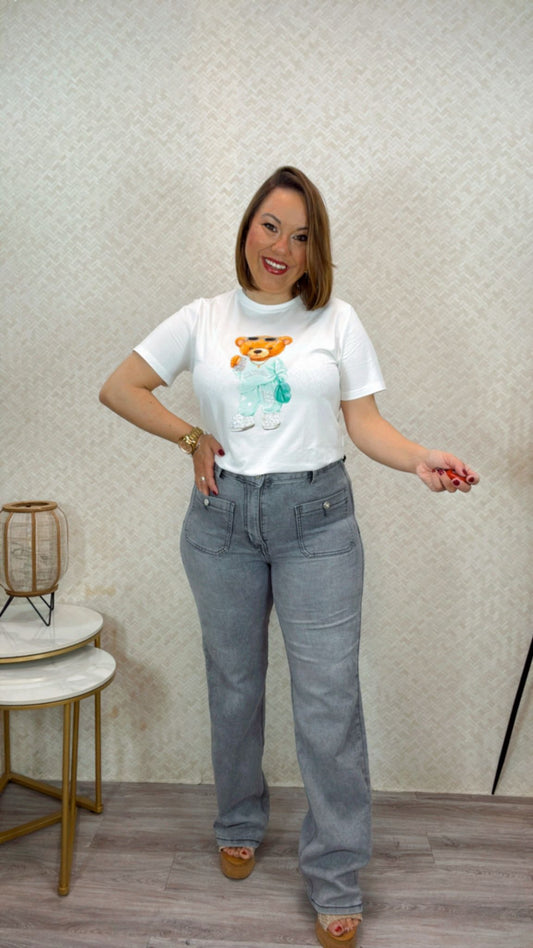 Pantalón Recto Gris